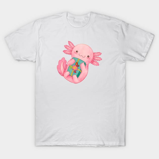 Axolotl Giving Gift T-Shirt by sketchcadet